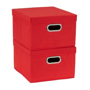 Storage Bins with Lids, Set of 2, Red - 1 of 4