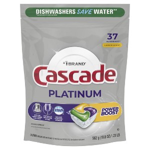 Cascade Platinum Power Boost Dishwasher Pods, Dishwasher Detergent Dish Soap, Lemon, 37 Count - 1 of 1