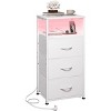GALAXHERO LED Nightstand with Charging Station Night Stand with 3 Fabric Drawers and Storage Shelf Small Dresser for Small Space 31.9" H Bedside Table - 2 of 4