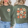 Simply Sage Market Women's Graphic Sweatshirt Distressed Flowers and Pumpkins Front and Back - 2 of 4
