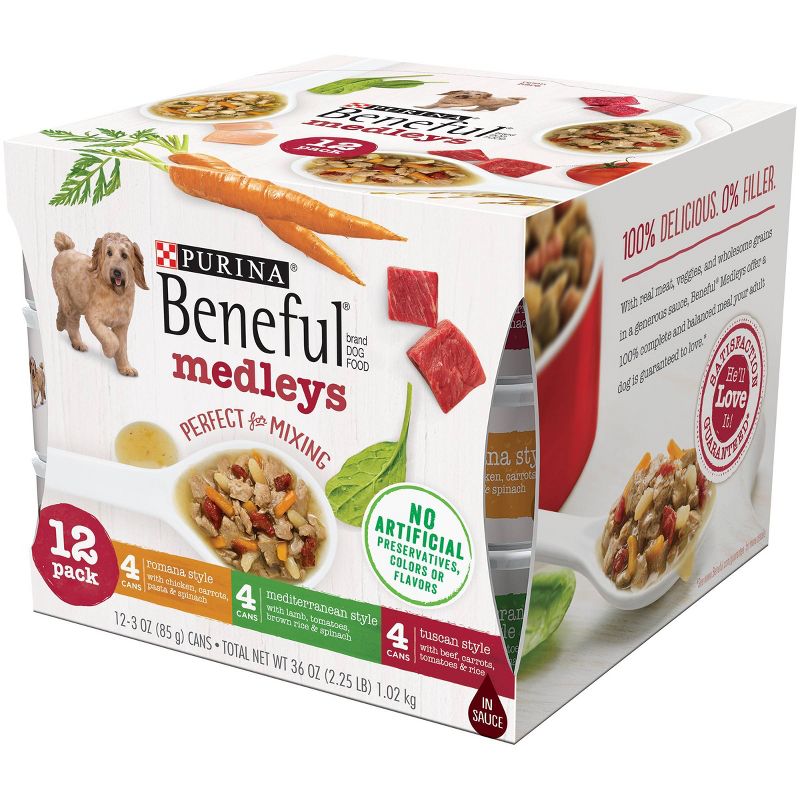 Purina Beneful Medleys Tuscan, Romana &#38; Mediterranean Styles with Chicken, Beef and Lamb Flavor Wet Dog Food - 3oz/12ct Variety Pack, 4 of 7