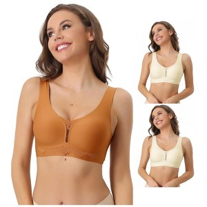 INSPIRE CHIC Women's Wirefree Lightly Breathable Workout Yoga Exercise Comfort Sports Bra 3 Packs - 1 of 4