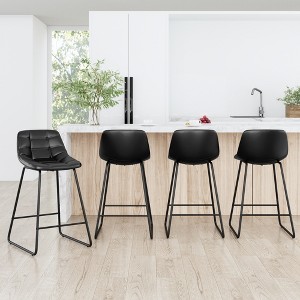 Arceso Upholstered Checkered Pattern Bar Stools , Faux Leather 24 Inch Counter Height Bar Chairs for Kithchen Island - 1 of 4
