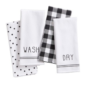 Farmhouse Living Sentiments Kitchen Towels, Set of 4 - 18" x 28" - Black/White - Elrene Home Fashions - 1 of 3