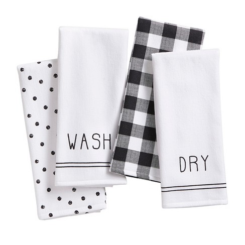 Elrene Farmhouse Living Sentiments Black/White Kitchen Towels (Set