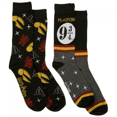 Adult Harry Potter Platform 9 3/4 2-Pair Pack of Casual Crew Socks