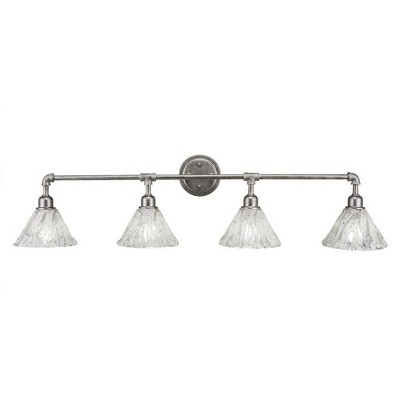 Toltec Lighting Vintage 4 - Light Vanity in  Aged Silver with 7" Italian Ice Shade