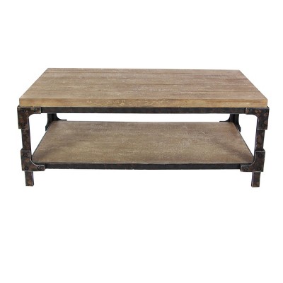 Industrial Coffee Table with Bottom Shelf Brown - Olivia & May