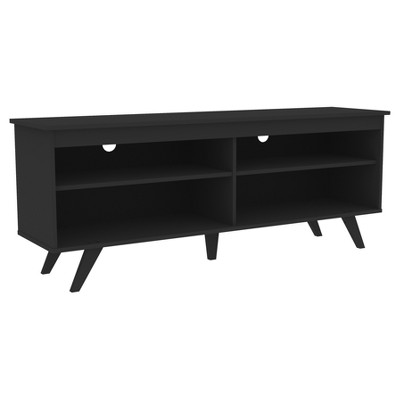 Modern Contemporary Simple Wood Storage Console TV Stand for TVs up to 65" Black - Saracina Home