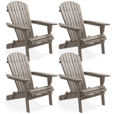 Casafield Folding Adirondack Chair, Cedar Wood Outdoor Lounge Chairs for Patio, Lawn and Garden Seating, Partially Pre-Assembled