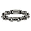 Chisel Stainless Steel Antiqued and Polished 8.5" Grooved Link Bracelet - 4 of 4
