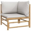 vidaXL Patio Furniture Set - 2 Piece Loveseat Sofa w/Light Gray Cushions, Bamboo Modular Design for Garden/Patio/Deck - 4 of 4
