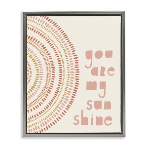 Stupell Industries You're My Sunshine Motivational Phrase Boho Stripe Circle Floating Frame Canvas Art, Gray, 25" x 31" - 1 of 4