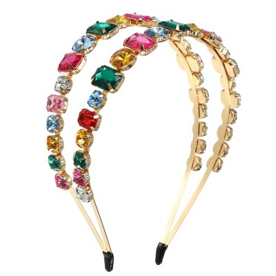 Unique Bargains Women's Metal Colorful Glass Crystal Rhinestone Headband 1 Pc