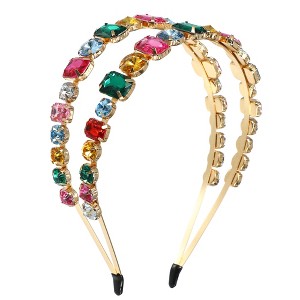 Unique Bargains Women's Metal Colorful Glass Crystal Rhinestone Headband 1 Pc - 1 of 4