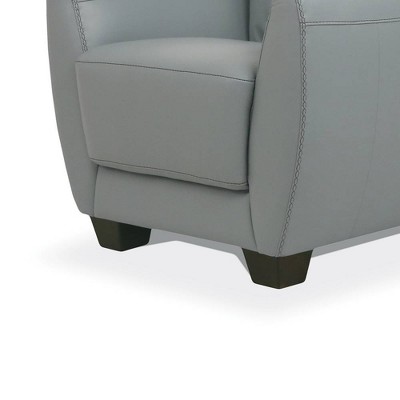 Valeria Modern Blue Leather and Wood Accent Chair
