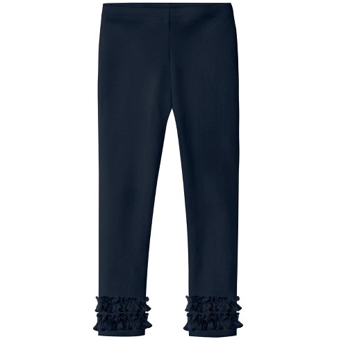 City Threads USA-Made Girls Soft Cotton Ruffle Leggings | Navy - 9/12M