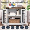 MaseiKar Farmhouse End Table with Charging Station, Large End Table for Living Room with Side Shelves, Square Nightstand with Glass Barn Door - 4 of 4