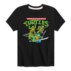 Boys' - Teenage Mutant Ninja Turtles - Gaming Group And Logo Short Sleeve Graphic T-Shirt - 1 of 4