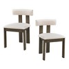 HDZNVF Set of 2 Wooden Dining Chairs, Modern Boucle Upholstered Kitchen Side Chairs, Walnut - 3 of 4