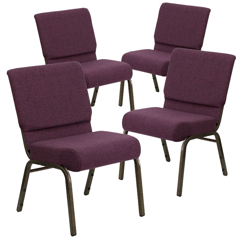 Emma and Oliver 4 Pack 21''W Stacking Church Chair, 1 of 2