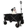 VisioGear Outdoor Serving Carts, Folding Serving Carts with Drink Holders, Portable Carts with Adjustable Handle, Black, 36.22"*21.65"*41.33" - 3 of 4