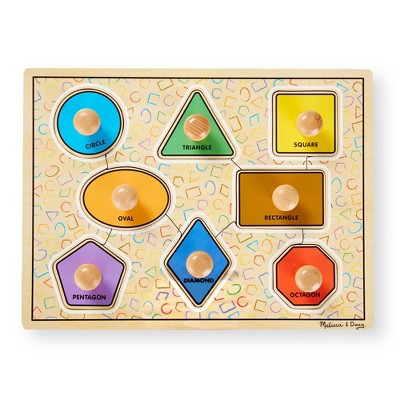 Melissa & Doug Deluxe Jumbo Knob Wooden Puzzle - Geometric Shapes (8 pcs)