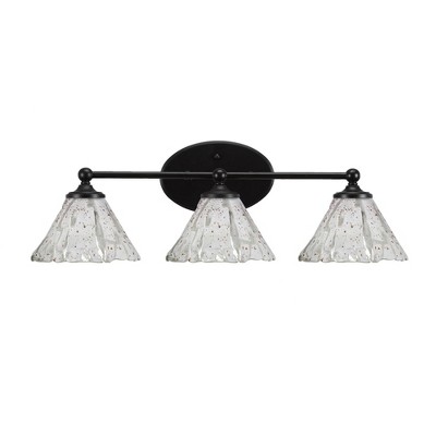 Toltec Lighting Capri 3 - Light Vanity in  Matte Black with 7" Italian Ice Shade
