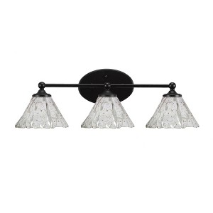 Toltec Lighting Capri 3 - Light Vanity in  Matte Black with 7" Italian Ice Shade - 1 of 2