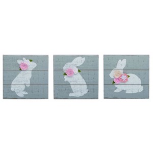 Transpac Bunny with Flower Accent Set of 3 Easter Home Decorations - 1 of 1