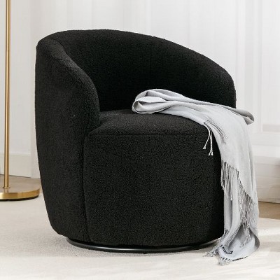 CAVINAS 360 Degree Swivel Chairs, Fabric Barrel Chair, Swivel Accent Chair, Single Sofa Chair, Round Armchair for Living Room, Bedroom