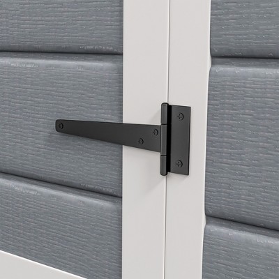 Gray Plastic Outdoor Storage Shed with Windows and Lockable Doors