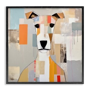Stupell Industries Dog Face Abstract Collage Framed Giclee Art - 1 of 4