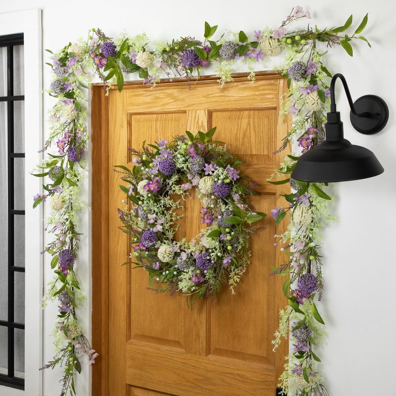 Northlight Wildflower and Berry Spring Garland - 5' - Purple, 2 of 6