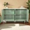 Modern 4-Door Storage Cabinet with Intaglio Design, Adjustable Shelf, Solid Pine Legs & Wood Pulls, Buffet Sideboard for Dining Room and Kitchen - 2 of 4