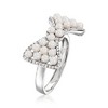 Ross-Simons 2-2.5mm Cultured Pearl and .10 ct. t.w. Diamond Bow Ring in Sterling Silver Size 6 - 3 of 4
