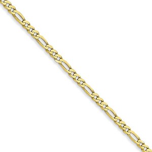 Black Bow Jewelry 2.2mm, 10k Yellow Gold, Solid Concave Figaro Chain Necklace - 1 of 4