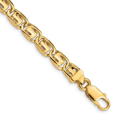 Black Bow Jewelry 7.5mm 14K Yellow Gold Solid Fancy Link Chain Bracelet, 8 Inch