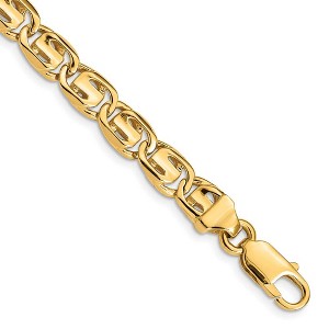 Black Bow Jewelry 7.5mm 14K Yellow Gold Solid Fancy Link Chain Bracelet, 8 Inch - 1 of 3
