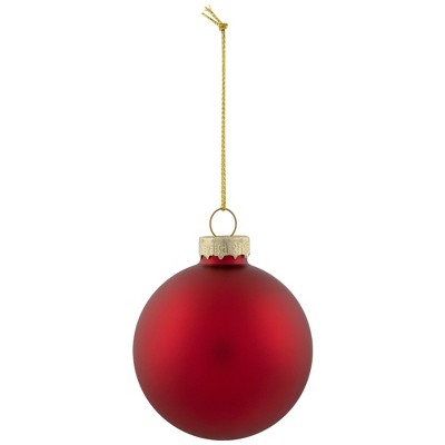 Red Matte and Shiny Glass Ball Christmas Ornaments Set of 9