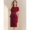 INSPIRE CHIC Women's Crew Neck Short Sleeve Business Elegant Office Peplum Sheath Dresses - 2 of 4