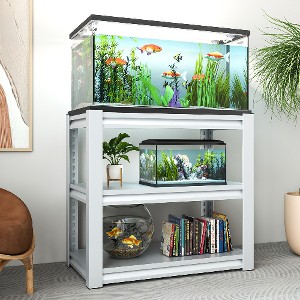 Lyngins Adjustable 3-Tier Fish Tank Rack Shelf, Heavy-Duty Steel Shelving Unit for 20-30 Gallon Aquariums, Rust-Proof & Easy Assembly Storage Shelves - 1 of 4