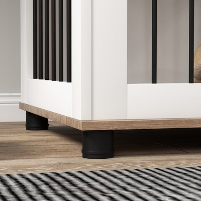White and Brown Wooden Dog Crate Side Table