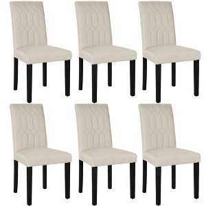 VECELO Dining Chairs Set of 2/4/6 Parsons Chairs with Solid Back Upholstered Dining Chairs Brown/Beige/Coffee - 1 of 4