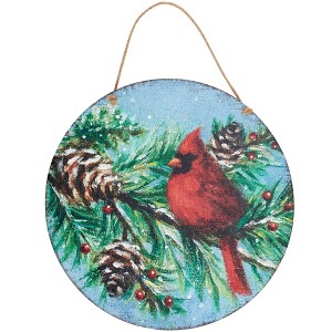 Primitives By Kathy 12.0 Inch Cardinal Wall Decor Christmas Wall Art Decor , Pine Cones Tree Berries (1PC) - 1 of 3