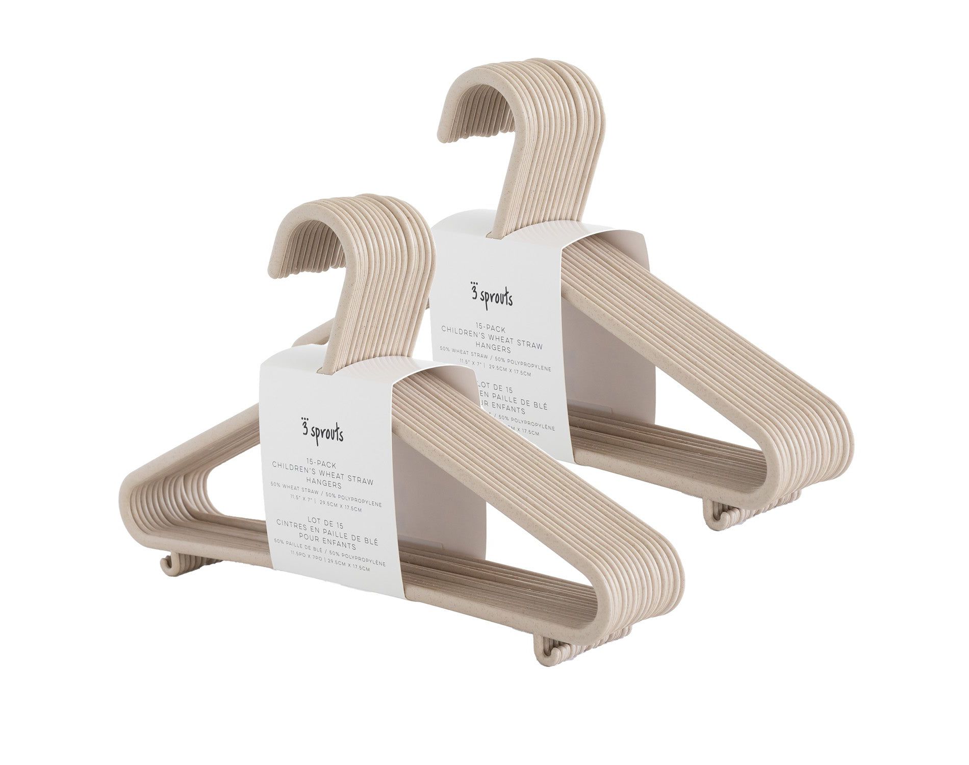 3 Sprouts Kids & Baby Wheat Straw Plastic Hangers 30 pack - Beige