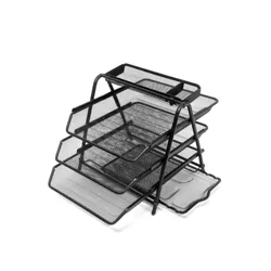 4 Tier Mesh Document Tray with Accessory Tray Black - Mind Reader
