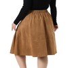 Women's Plus Size Faux Suede High Waisted Elastic Pleated Casual A Line Midi Skirt with Pockets - Agnes Orinda - 4 of 4