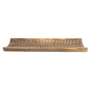 Storied Home Boho Hand Carved Curved Wood Tray, Natural - 1 of 4