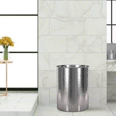 Stainless Steel Hammered Gray Bathroom Wastebasket